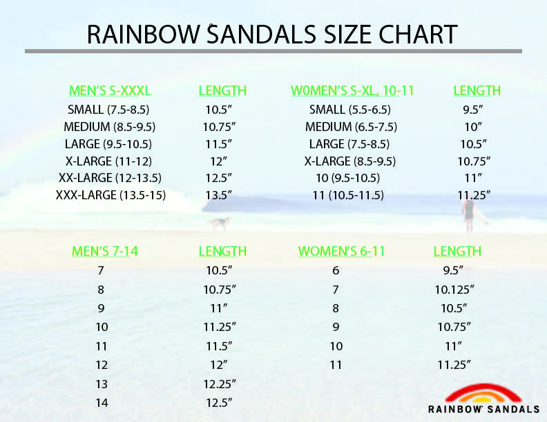 rainbow size guide