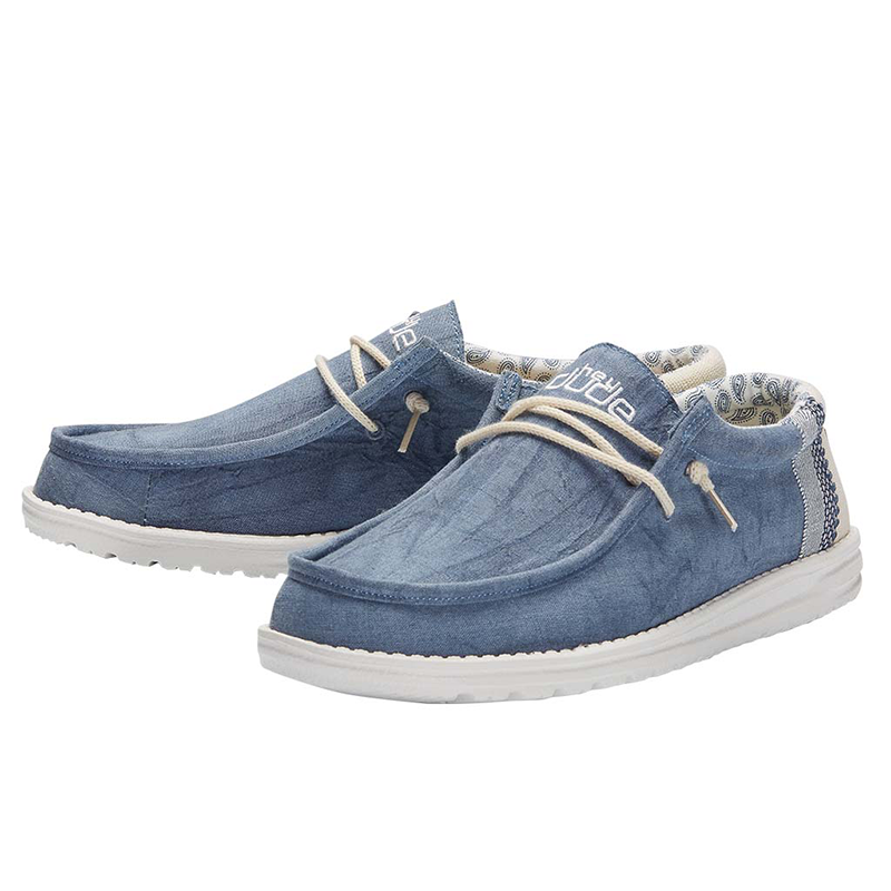  Men's Wally Linen Shoe in Natural Blue 