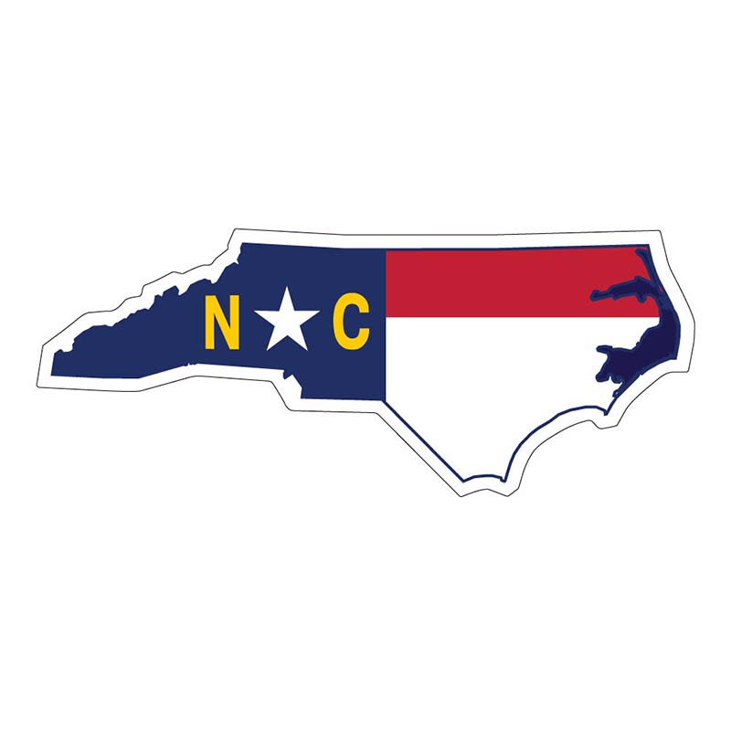  6 inch NC Flag State Outline Decal 