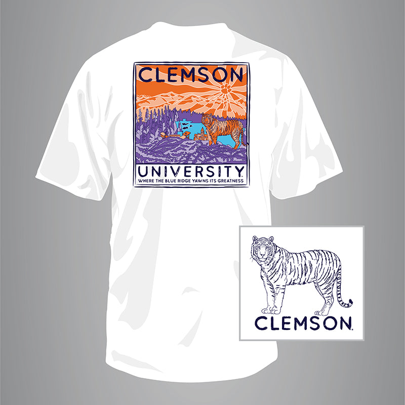 Image of Clemson Mountain Scene Short Sleeve T-Shirt