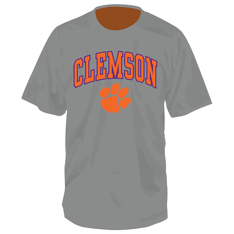  Clemson 2 Color Arch over Paw Short Sleeve T-Shirt 