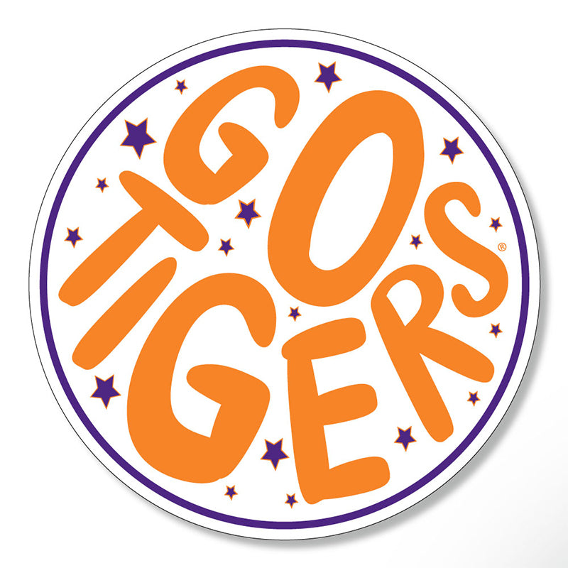  3 inch Circle Star Go Clemson Tigers Decal 