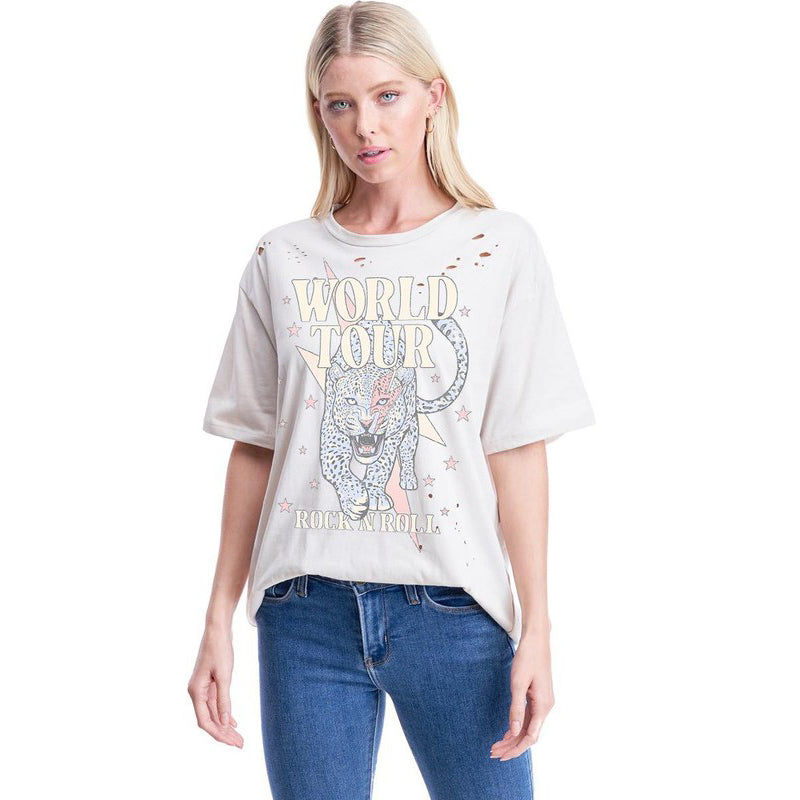 Zutter Rock N' Roll Light Khaki Short Sleeve T-Shirt | Moon