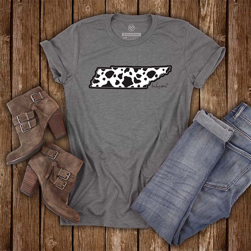  Tennessee Cow Print State Short Sleeve T-Shirt 