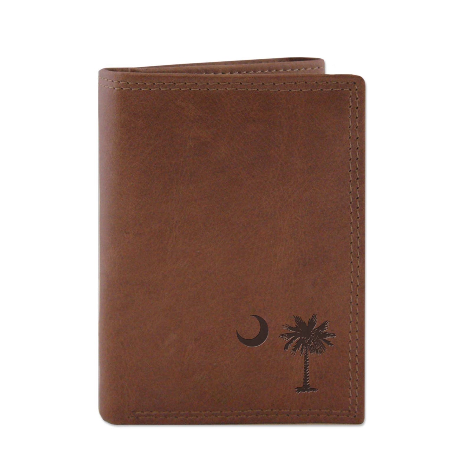 University of Louisville Cardinals Logo Embossed Brown Leather Trifold  Wallet