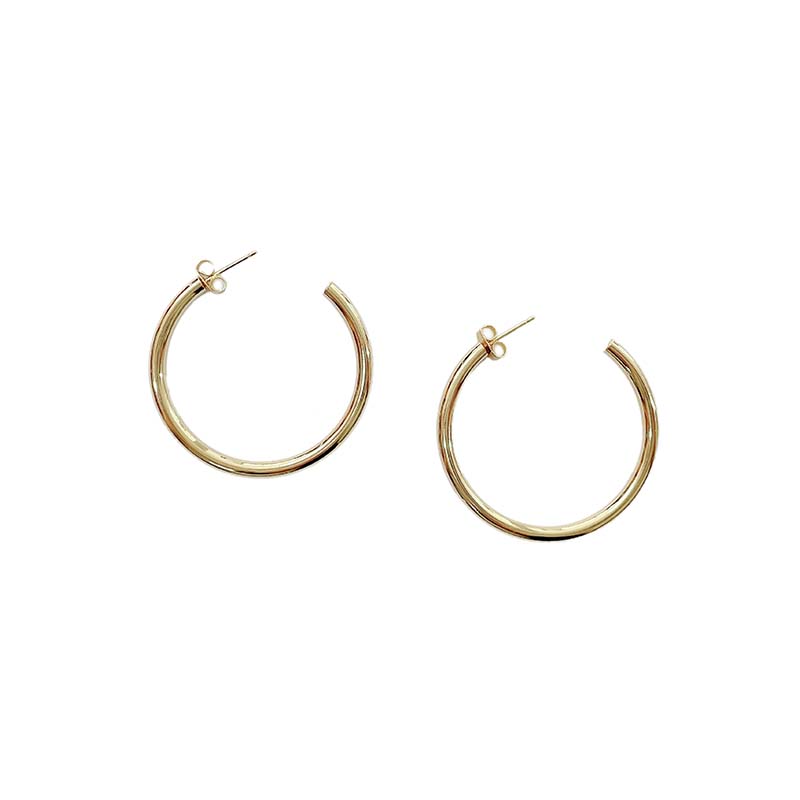  14K Gold Dipped Medium Hoop Earrings 