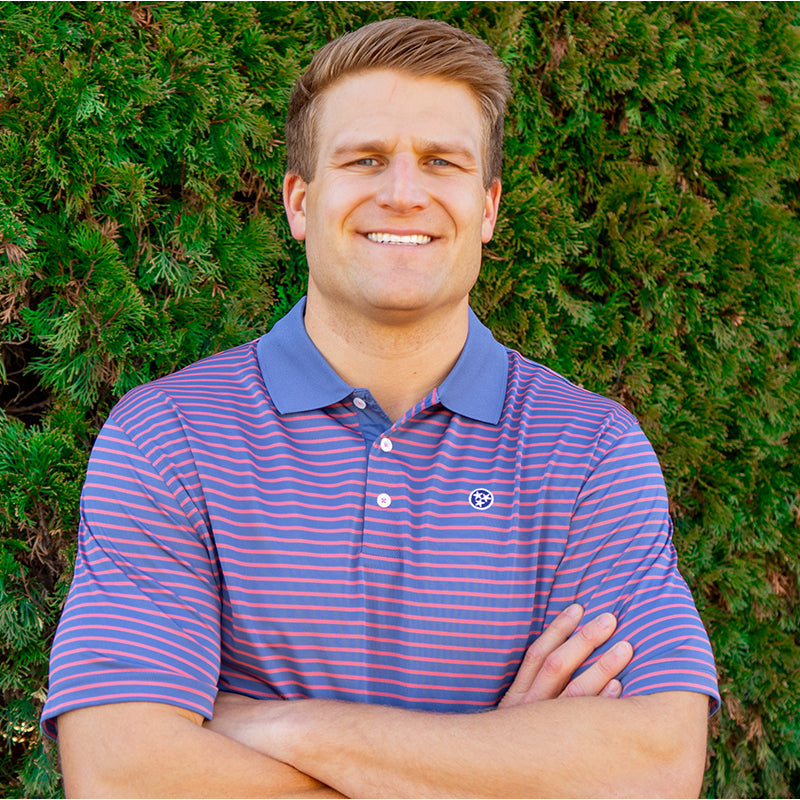  Tennessee Tri-Star Hester Stripe Polo in Washed Navy and Red 