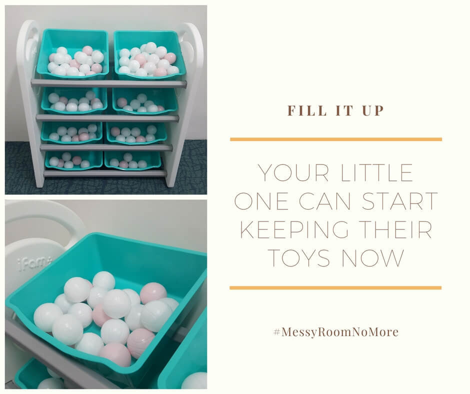 Lastly, keep the toys neatly in the newly assembled toy organizer!