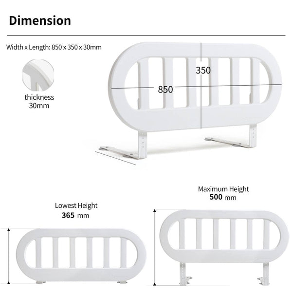 IFAM safeguard bed guard - dimensions