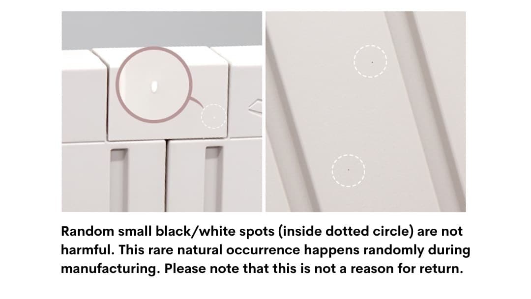 Random black/white spots might occur during manufacturing process. The product is 100% safe for use.