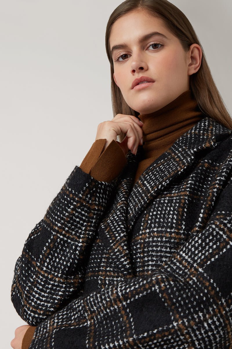 Black/Nutmeg Mona Wool Check Coat – Nicole Farhi