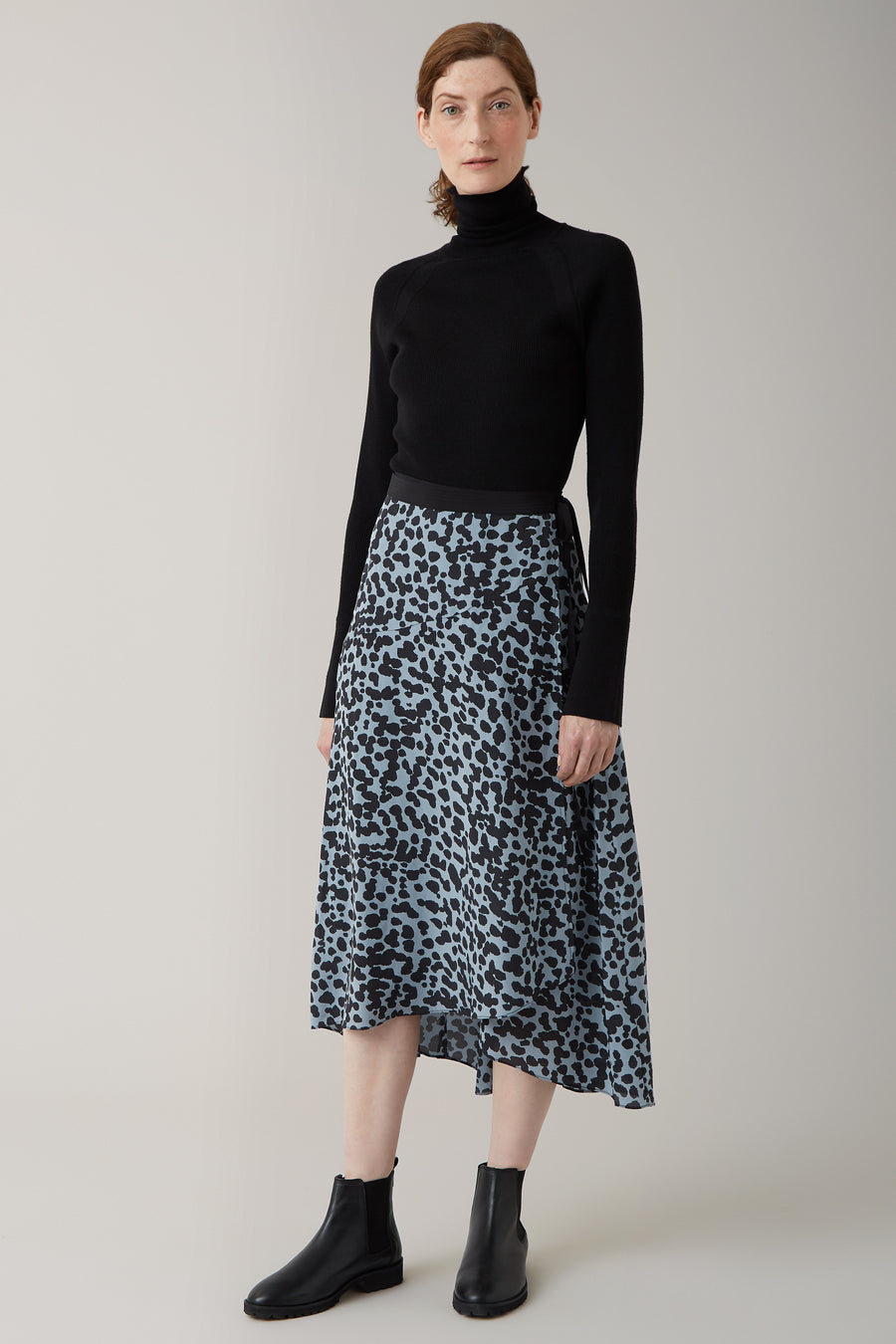 Ice/Graphite Sarina Silk Wrap Skirt – Nicole Farhi