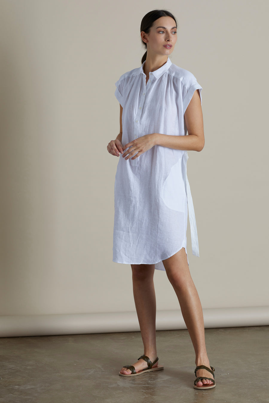 sleeveless linen shirt dress