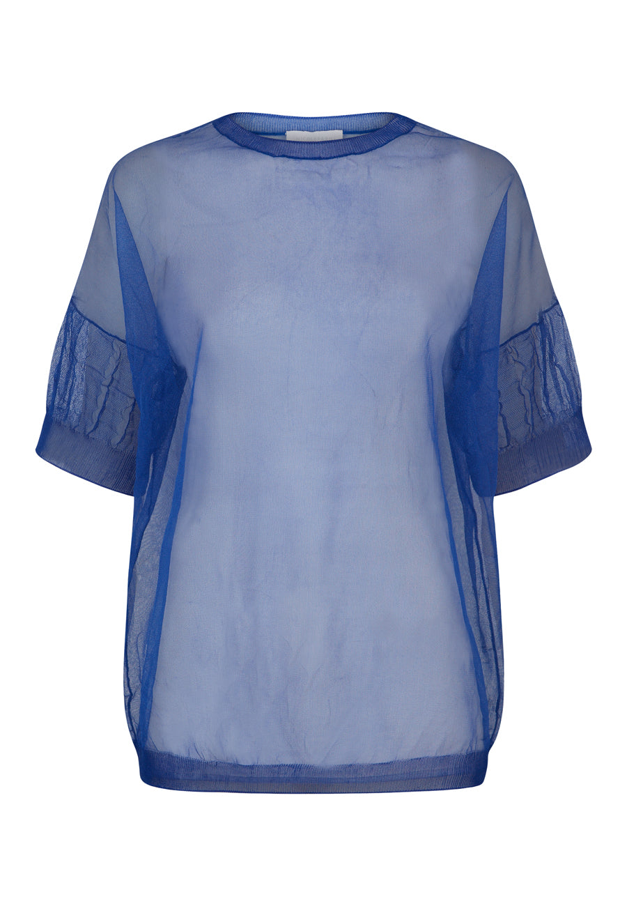 Cobalt Sheer Knitted T-shirt – Nicole Farhi