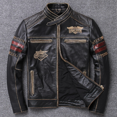 Black Genuine Leather Motorcycle Jacket