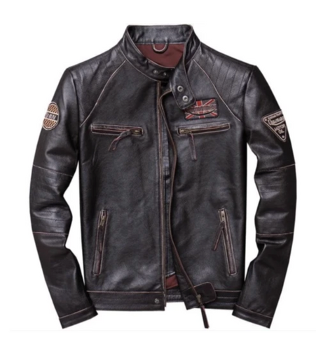 Slim Fit UBN Leather Motorcycle Jacket