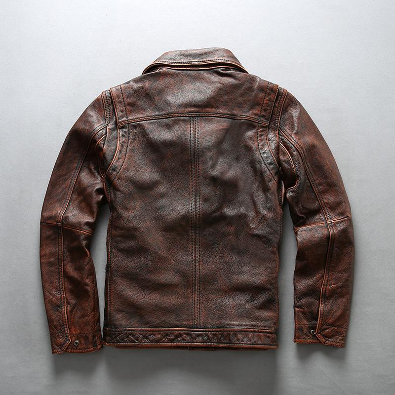 AVIREXFLY-2018-New-Men-Vintage-Brown-Motorcycle-Cow-skin-Leather-Jacket ...