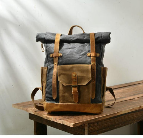 Waterproof Canvas and Leather Back Pack