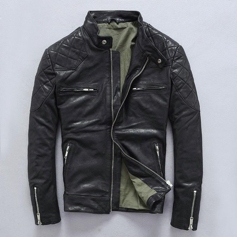 Slim Fit Genuine Sheepskin Motorcycle Jacket