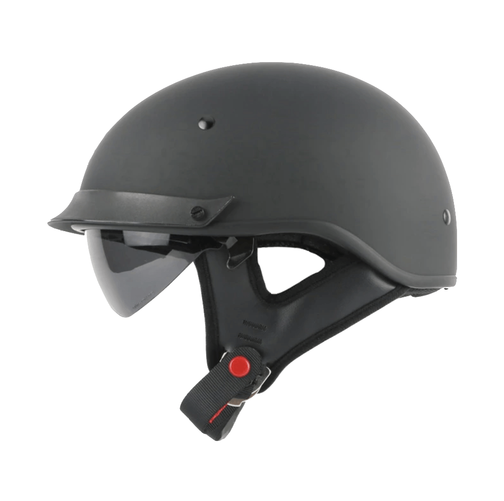 DOT Certified Biker Half Helmet w Retractable Visor