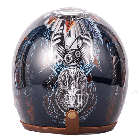 DOT Certified Hand-Painted Retro Motorcycle Helmet.