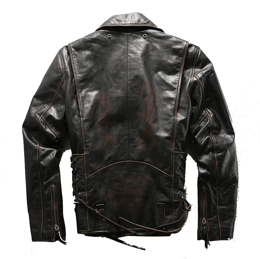 Side-Laced Genuine Cowhide Leather Motorcycle Jackets