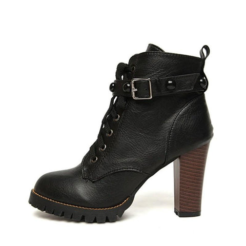 Women Black High Heel Gothic Steampunk Boots