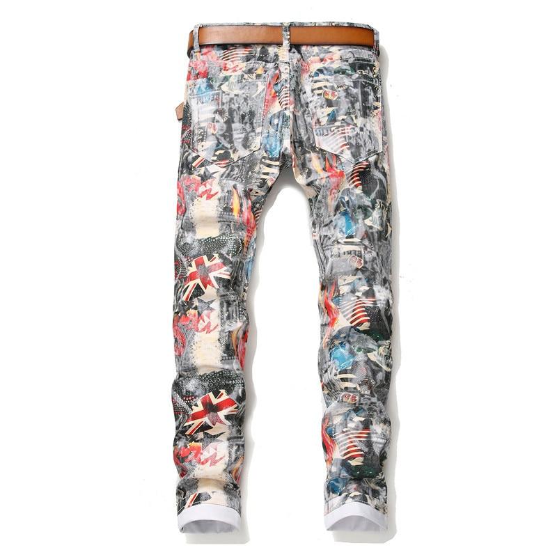 Men's English Flag Printed Jeans