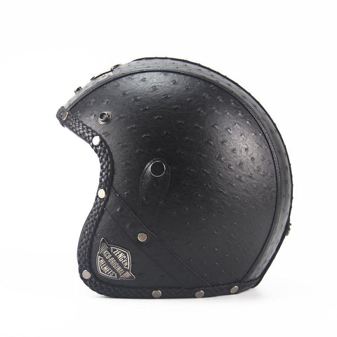DOT Certified 3/4 Leather Motorcycle Helmet