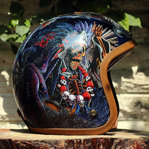 DOT Certified Hand-Painted Retro Motorcycle Helmet.