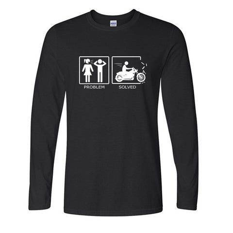 Long Sleeve Cotton Problem Solved Motorcycle T-Shirt