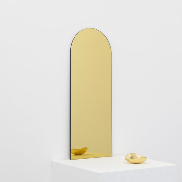 Quadris™ Rectangular Gold Contemporary Frameless Mirror