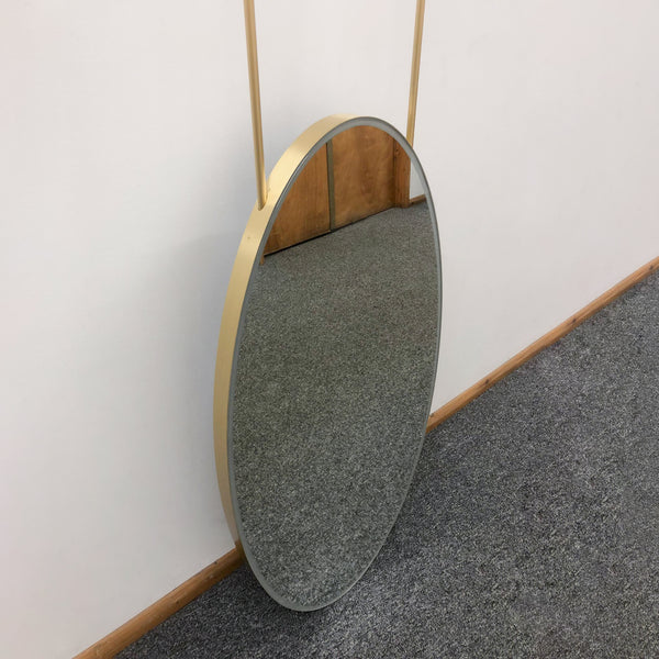 Oval Ceiling Suspended Mirror with Brass Frame