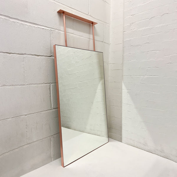 Quadris™ Ceiling Suspended Rectangular Mirror with Contemporary Copper Frame