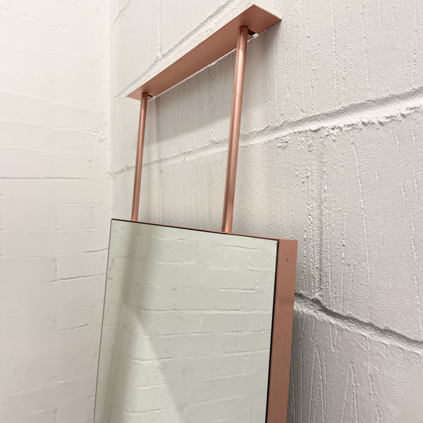 Quadris™ Ceiling Suspended Rectangular Mirror with Contemporary Copper Frame