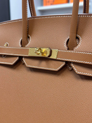 Hermes Vert Bengal Epsom Leather Gold Finish Birkin 35 Bag