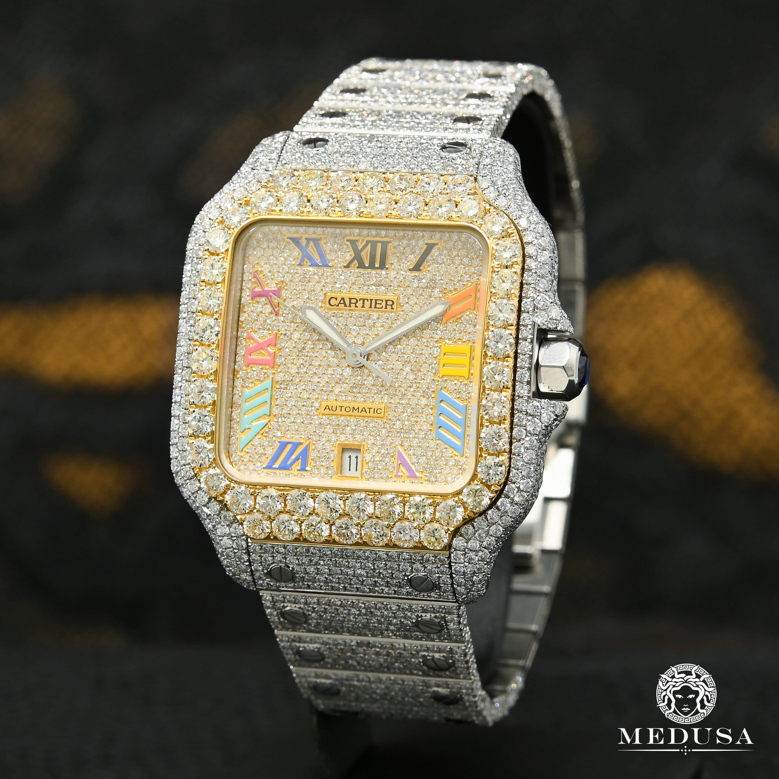 cartier santos 100 ladies diamond