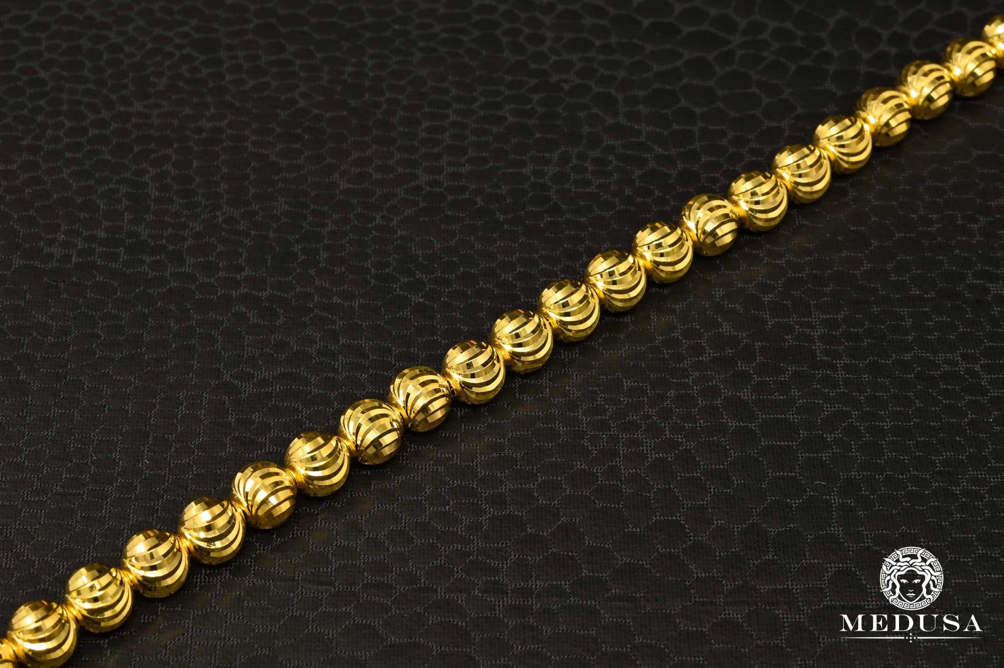 10K Gold Bracelet | 6mm Ball Moon Cut 