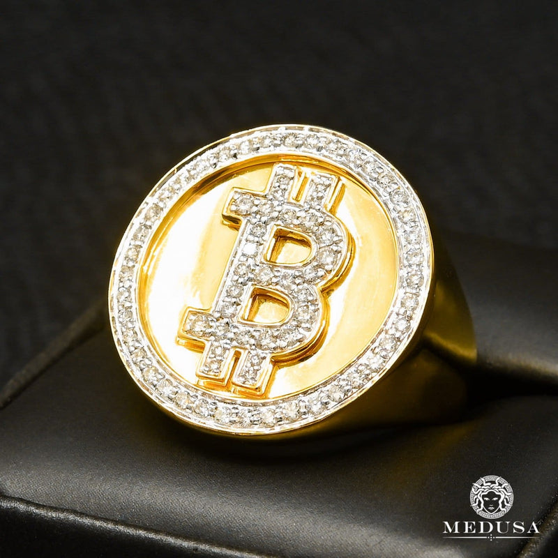 Anillo de oro 10 quilates con diamantes Bitcoin D1 - Anillo de diamante para hombre | Joyas de Medusa - Medusa