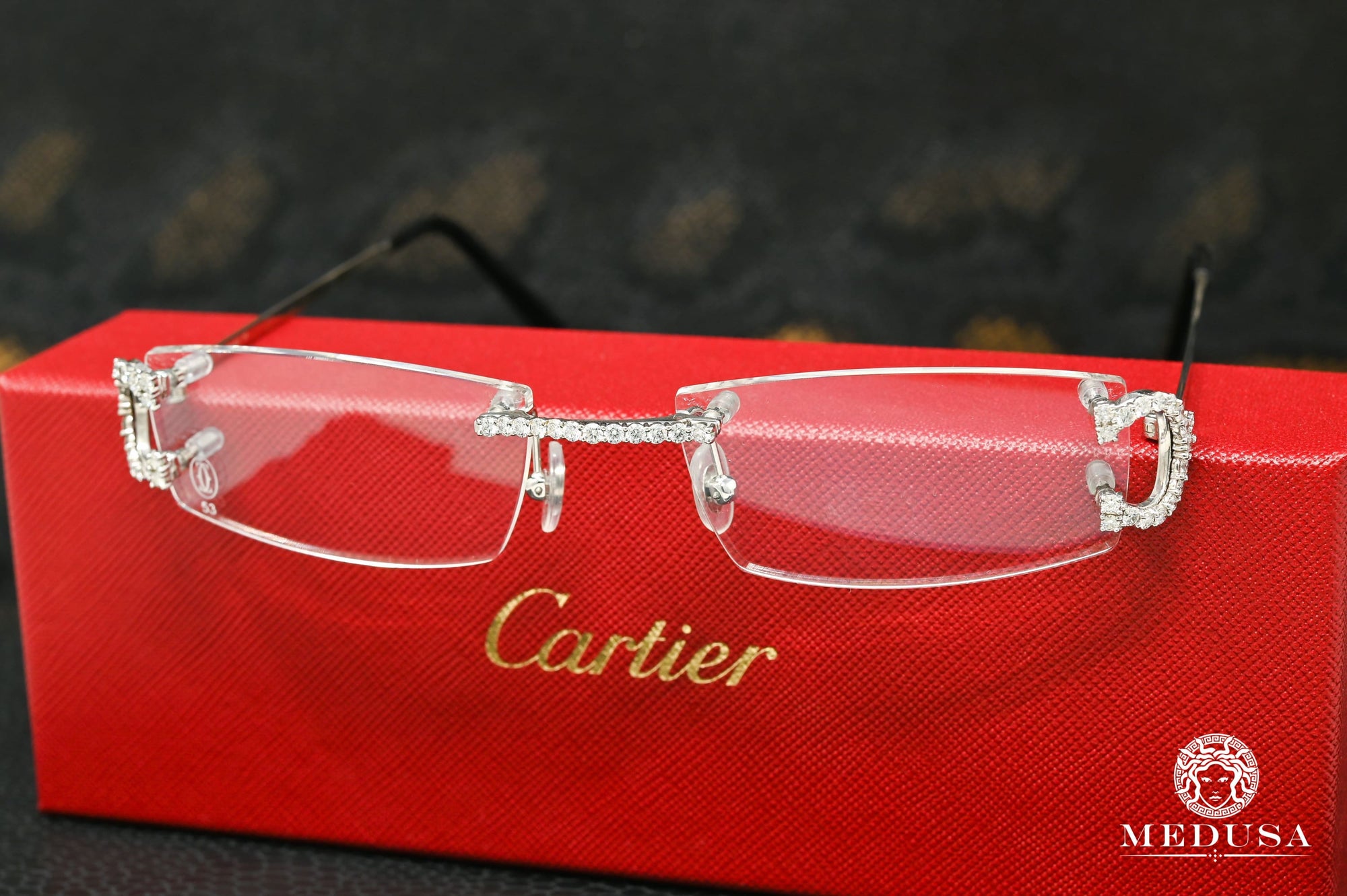 cartier c silver white lunette stainless bijoux medusa homme quebec canada