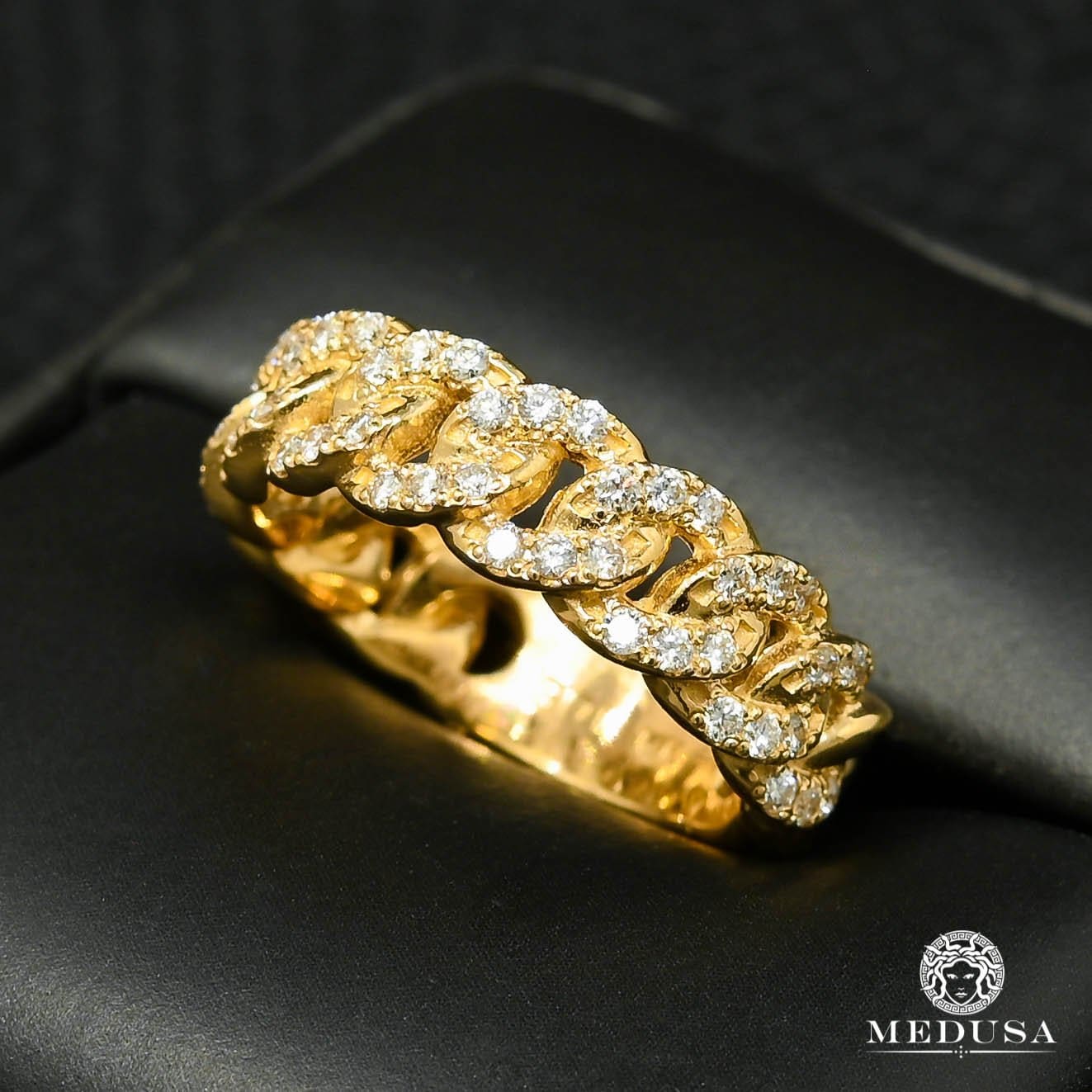 14K Gold Diamond Ring | Cuban Man Ring D7 - MA0954 Yellow Gold