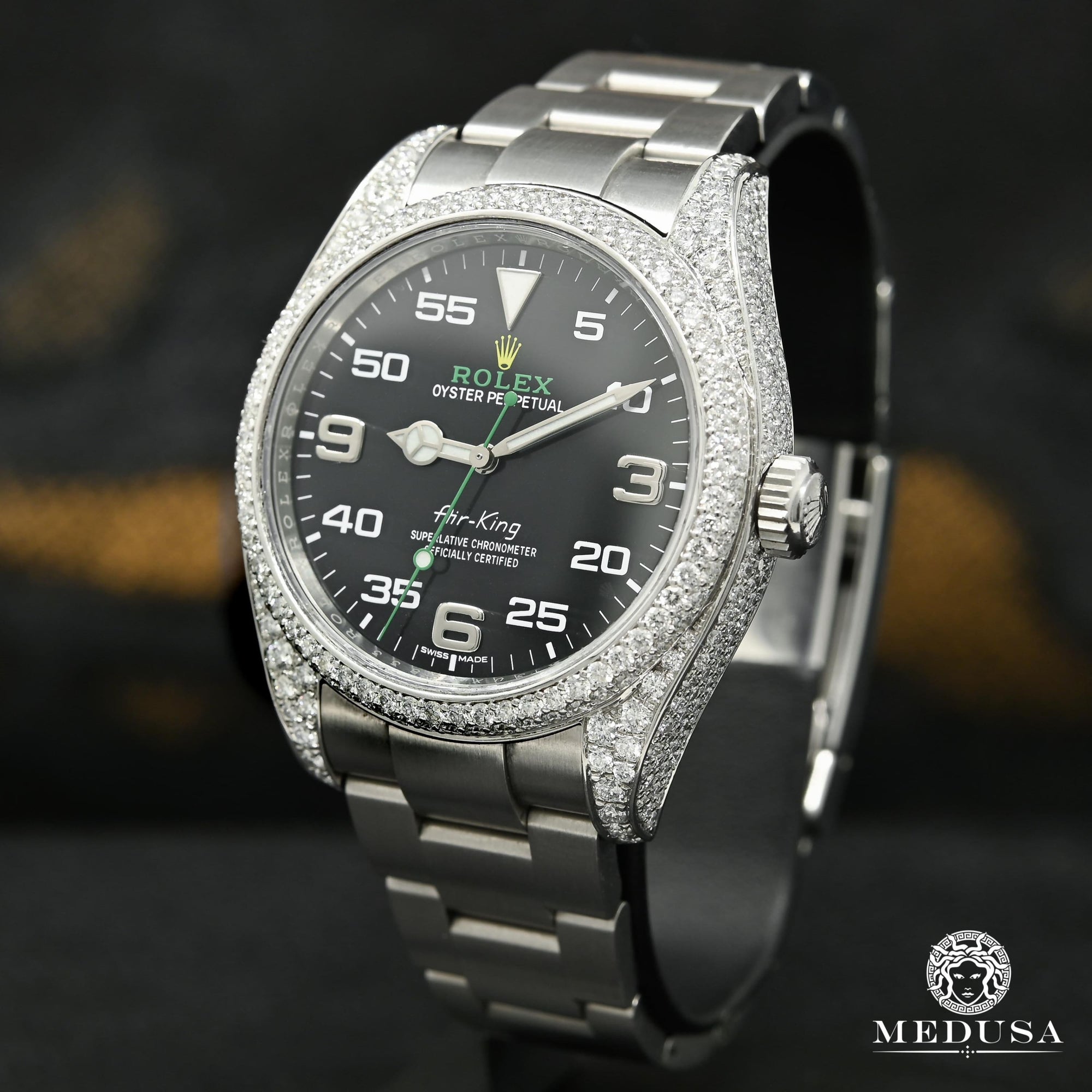 rolex air king with diamonds