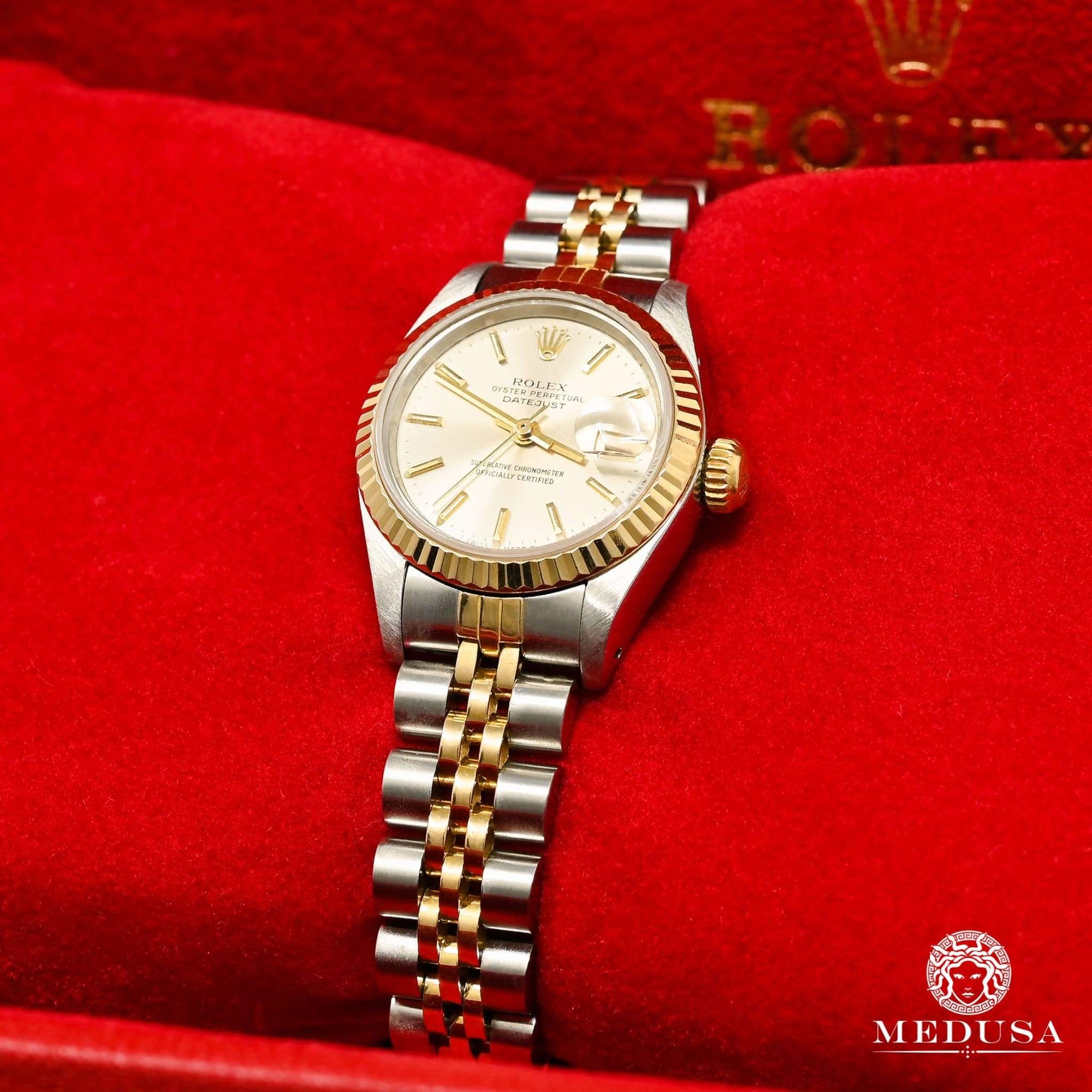 rolex datejust silver and gold