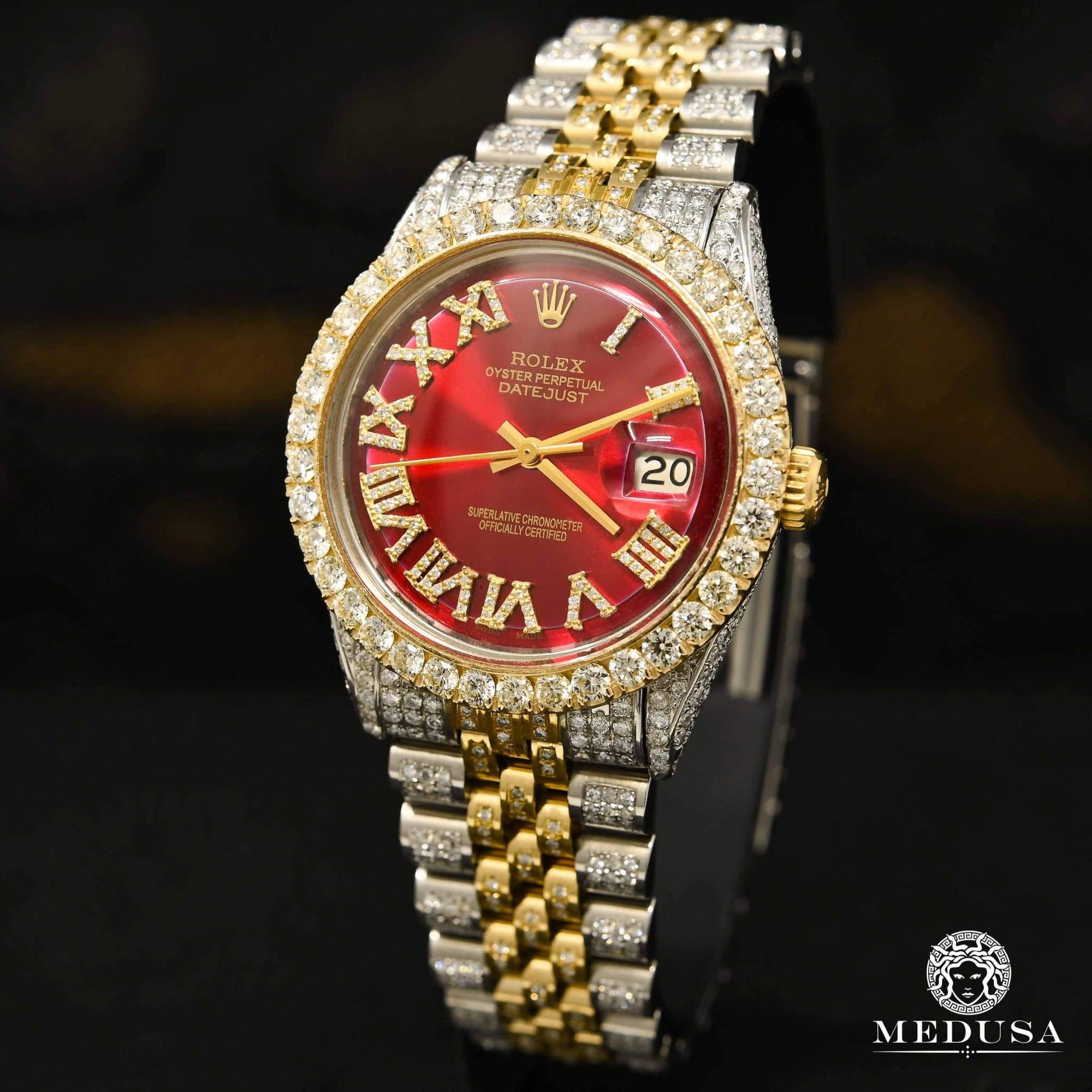 red iced out rolex