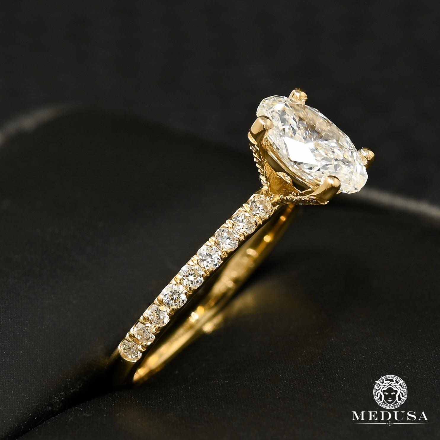 14K Gold Diamond Ring | Solitaire D2 - 1.00CT Oval Cut Engagement Ring |  Medusa jewelry