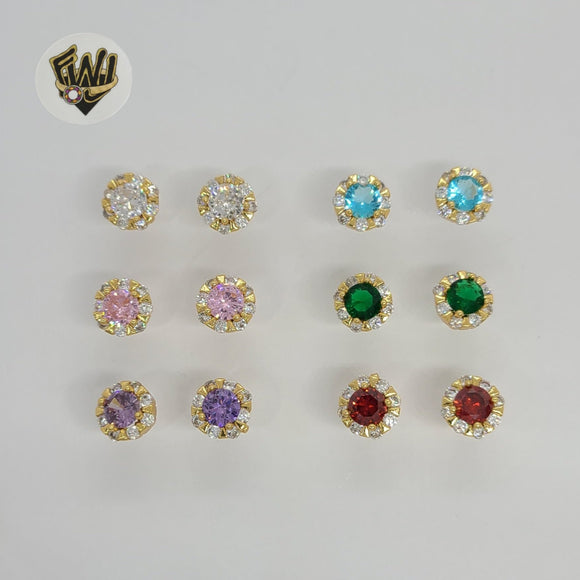 (1-1179) Gold Laminate - Zircon Stud Earrings - BGF - Fantasy World Jewelry