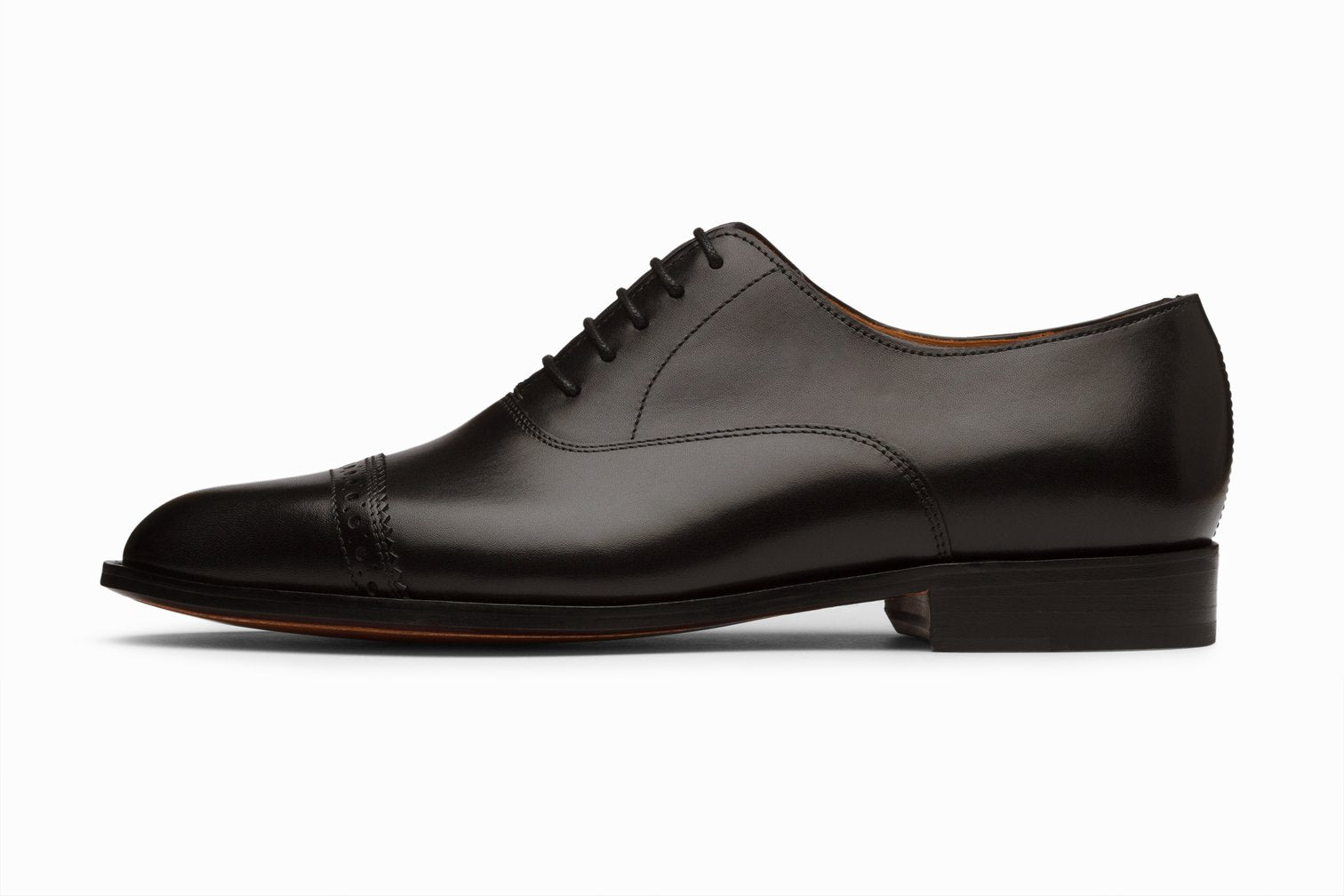 black leather oxford low quarter shoes