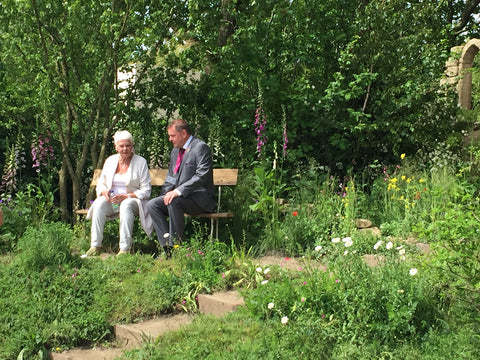 Dame Judi Dench and Welcome to Yorkshire's Gary Verity in the garden