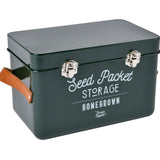 Seed packet storage tin with leather handles by Burgon & Ball - frog