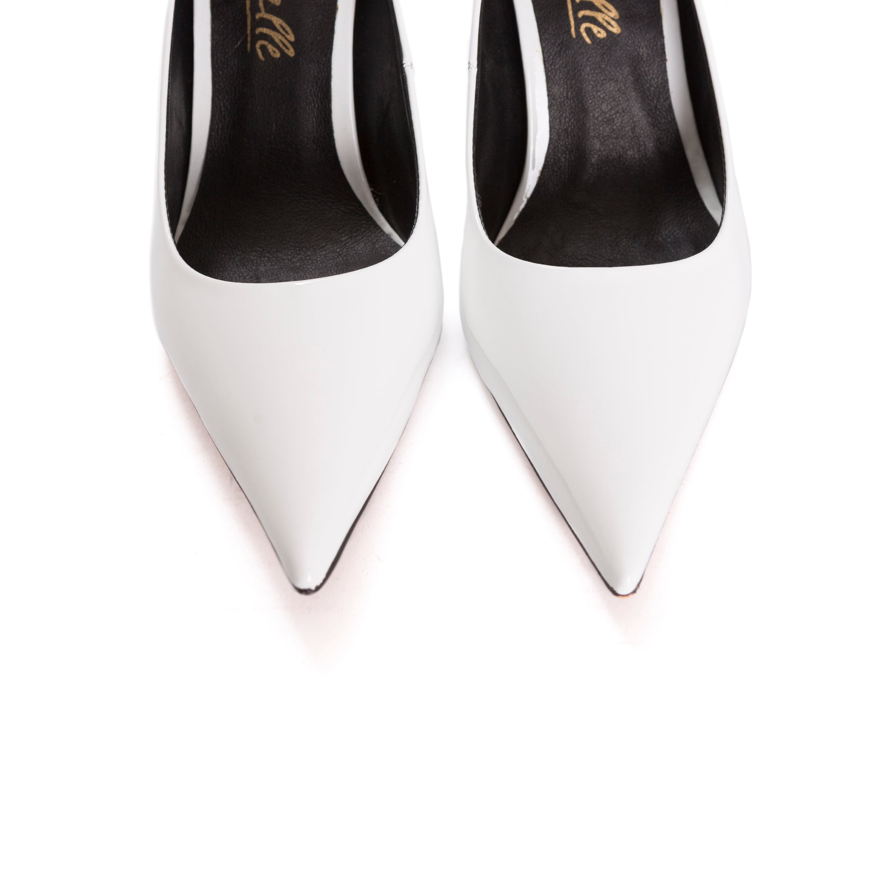 white patent pumps